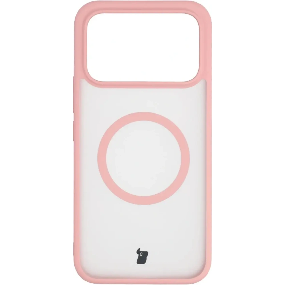 Etui z pierścieniem magnetycznym Bizon Case MatteO do Xiaomi POCO F8 Ultra przydymione-jasnoróżowe